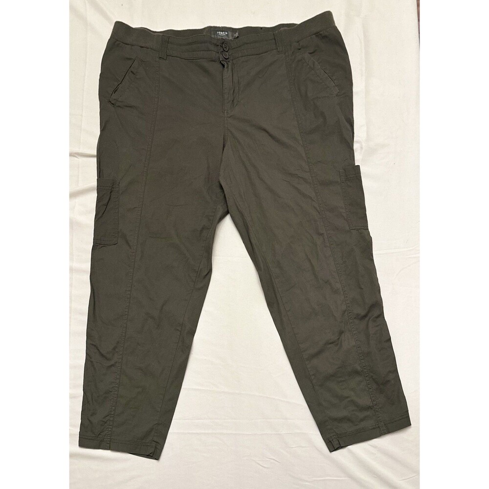 Torrid Baggy Wide Leg Cargo Pants Women Size 18R Green Cotton Twill